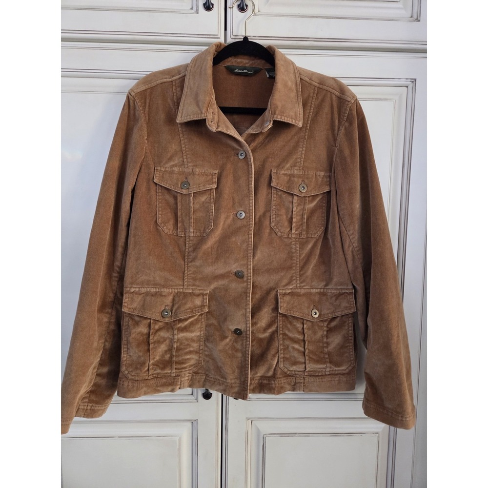 Eddie Bauer Corduroy‎ Jacket Women's 14 Burnt Caramel Urban Chore